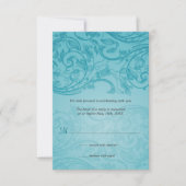 Trouwreactie met Turkoois Bloemmotief RSVP Kaartje (Voorkant)