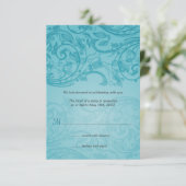 Trouwreactie met Turquoise Bloei RSVP Kaartje (Staand voorkant)