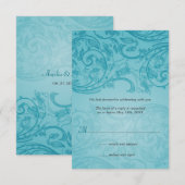 Trouwreactie met Turquoise Bloei RSVP Kaartje (Voorkant / Achterkant)