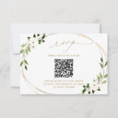 Trouwreactie online met QR-code groen goud RS RSVP Kaartje (Voorkant)