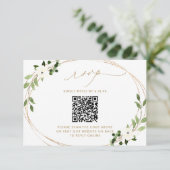 Trouwreactie online met QR-code groen goud RS RSVP Kaartje (Staand voorkant)