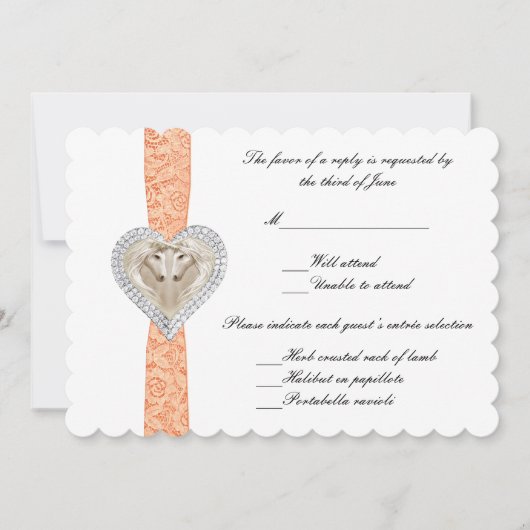 Trouwreactiekaart Unicorn Oranje Kantwerk Kaart (Voorkant)