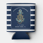 Trouwreceptie aan het strand met een maritiem anke blikjeskoeler (Voorkant)