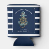 Trouwreceptie aan het strand met een maritiem anke blikjeskoeler (Achterkant)