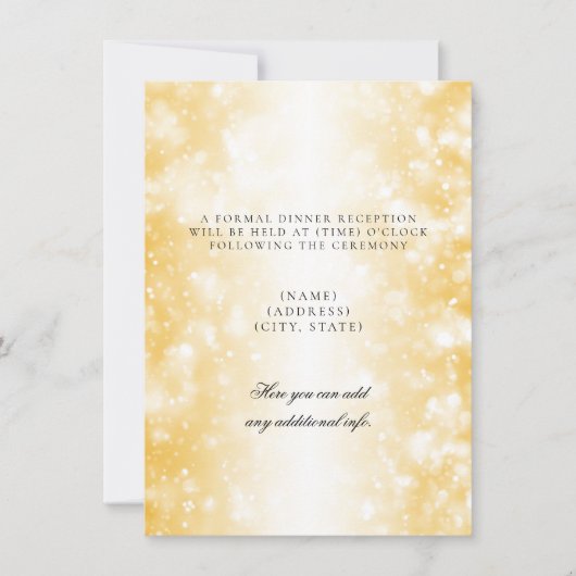 Trouwreceptie Alleen Gouden Glitterlichten Kaart (Voorkant)