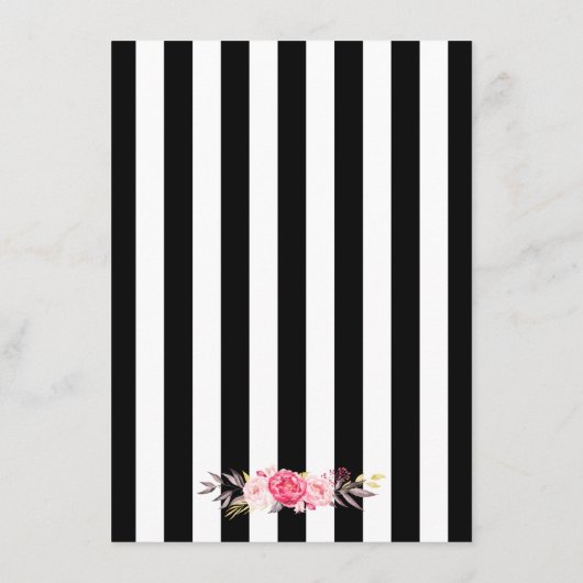 Trouwreceptie Bloem Goud Zwart Wit Strepen Informatiekaartje (Achterkant)