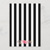 Trouwreceptie Bloemengoud Zwart Witte Strepen Informatiekaartje (Achterkant)