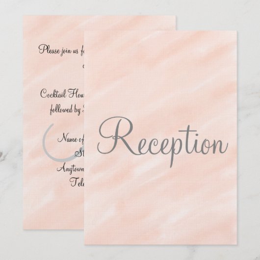 Trouwreceptie Blush Monogram Kaart (Voorkant / Achterkant)