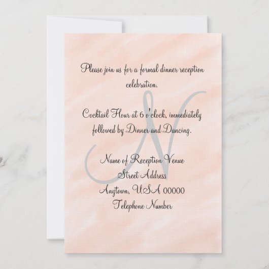 Trouwreceptie Blush Monogram Uitnodiging (Achterkant)