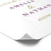 Trouwreceptie bord bloem glitters Amethist Poster (Hoek)