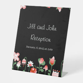 Trouwreceptie bord bloemen wilde bloemen reclamebord met voetstuk