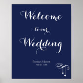 Trouwreceptie bord 'Navy Blue' 40x50cm Met Hartjes Poster (Voorkant)