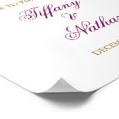 Trouwreceptie bord paarse glitters Amethyst Poster (Hoek)