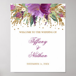 Trouwreceptie bord paarse glitters Amethyst Poster