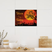 Trouwreceptie bord 's nachts Halloween 24x18 Poster (Keuken)