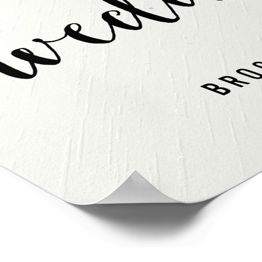 Trouwreceptie bord 'Zwart en Wit' print (Hoek)