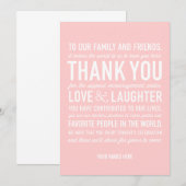 Trouwreceptie Dank Je Wels Kaart in Roze (Voorkant / Achterkant)