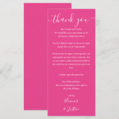 Trouwreceptie Dankjewel Hot Roze Plaatskaart Menu (Voorkant / Achterkant)