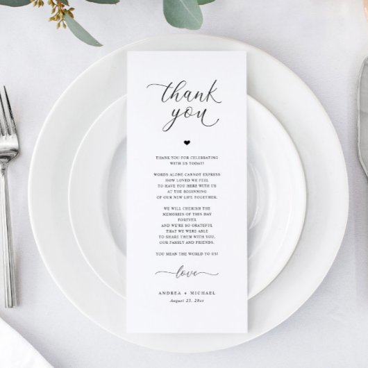 Trouwreceptie Dankkaart Elegant Romantisch