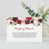 Trouwreceptie Details in Bloemrijk Bourgondië Informatiekaartje (Staand voorkant)