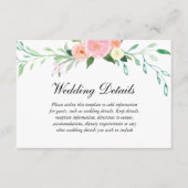 Trouwreceptie Details met Waterverf Wilde Bloemen Informatiekaartje (Voorkant)