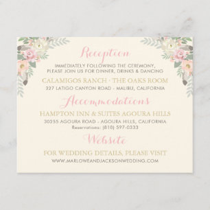 Trouwreceptie Details Roze Bloemen Informatiekaartje