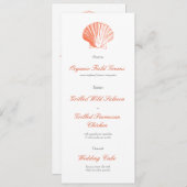 Trouwreceptie diner menu van koraal schelpen kaart (Voorkant / Achterkant)