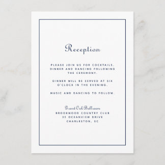 Trouwreceptie Elegant Schrift Navyblauw Klassiek Informatiekaartje