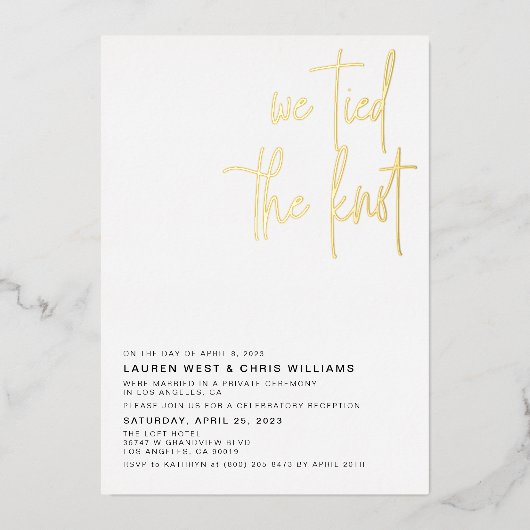 Trouwreceptie Folie Uitnodiging 'We Knoopte de Kno (Voorkant)