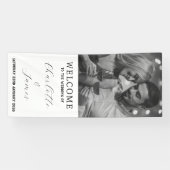 Trouwreceptie Happy Couple Foto Wit Welkom Spandoek (Horizontaal)