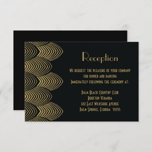 Trouwreceptie in Art Deco-stijl uit de jaren '20 Informatiekaartje (Voorkant / Achterkant)