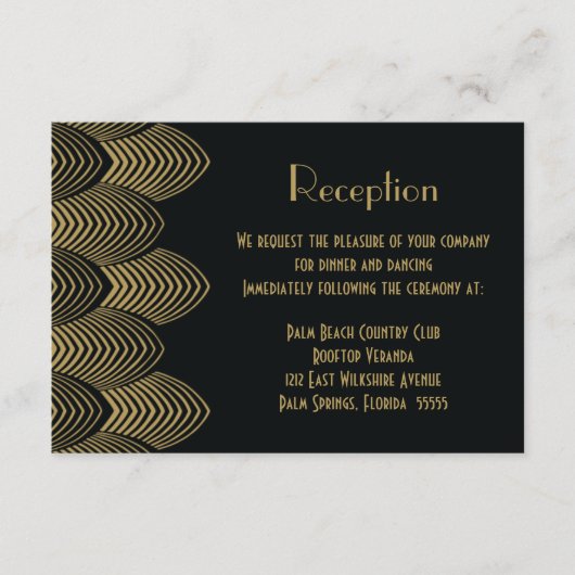 Trouwreceptie in Art Deco-stijl uit de jaren '20 Informatiekaartje (Voorkant)