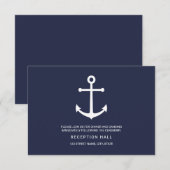 Trouwreceptie in marineblauw met anker kaart (Voorkant / Achterkant)