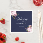 Trouwreceptie in Navyblauw & Roségoud met bloemen Servet (Insitu)