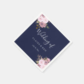 Trouwreceptie in Navyblauw & Roségoud met bloemen Servet (Hoek)