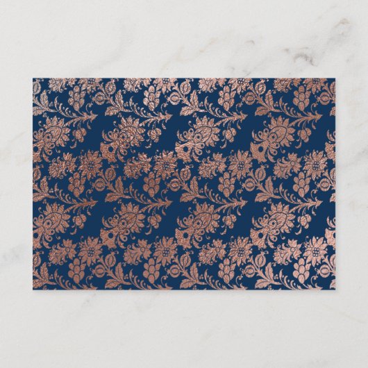 Trouwreceptie in Rose Goud en Marineblauw Informatiekaartje (Achterkant)