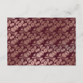 Trouwreceptie in roze goud en bordeauxrood informatiekaartje (Achterkant)