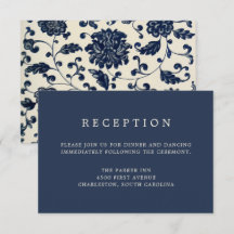 Trouwreceptie in vintage bloemstijl | Marineblauw 