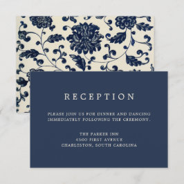 Trouwreceptie in vintage bloemstijl | Marineblauw Kaart