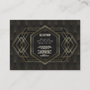 Trouwreceptie in Vintage Goud Great Gatsby-stijl Informatiekaartje