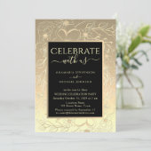 Trouwreceptie in zwart en goud kaart (Staand voorkant)