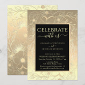 Trouwreceptie in zwart en goud kaart (Voorkant / Achterkant)