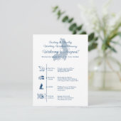 Trouwreceptie Itinerary Tijdlijn Newport RI Informatiekaartje (Staand voorkant)