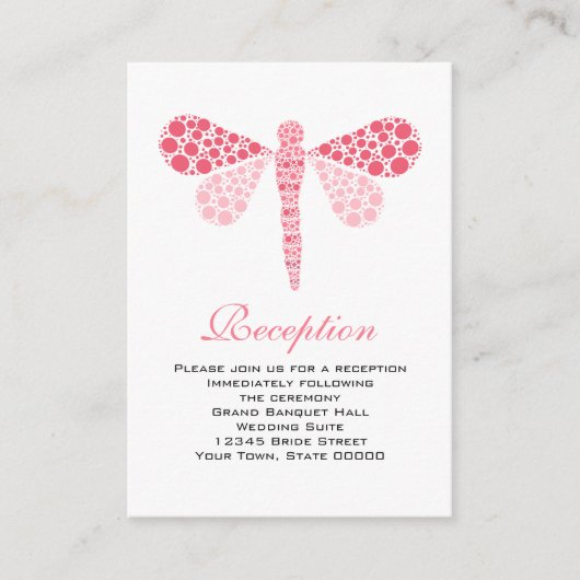 Trouwreceptie Kaarten Roze & Witte libel (Voorkant)