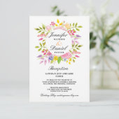 Trouwreceptie Kaarten voegt roze bloemenkrans in (Staand voorkant)