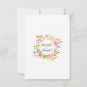 Trouwreceptie Kaarten voegt roze bloemenkrans in (Achterkant)
