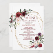 Trouwreceptie menu kaart bloem (Voorkant / Achterkant)