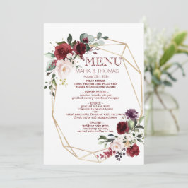 Trouwreceptie menu kaart bloem