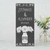 Trouwreceptie Menu Kaart met Krijtbord Mason Pot (Staand voorkant)