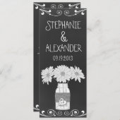 Trouwreceptie Menu Kaart met Krijtbord Mason Pot (Voorkant / Achterkant)